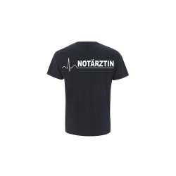 T-Shirt Notärztin blau Aufdruckfarbe weiß L