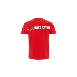 T-Shirt Notärztin rot Aufdruckfarbe silber-reflektierend M