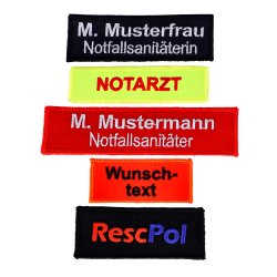 Namensschild gestickt bis 14 x 3cm Stickfarbe marine...