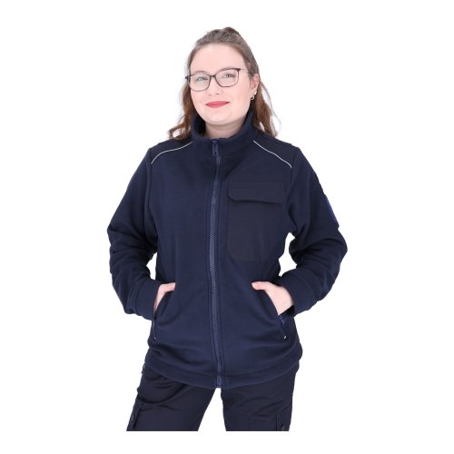 Fleecejacke dunkelblau mit Schulter-/Armbesatz und Schultertunnel Größe XS