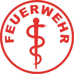 Aufkleber Feuerwehr mit Äskulapstab 100mm