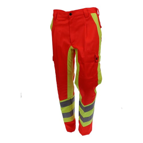 Einsatzhose Rettungsdienst leuchtrot/leuchtgelb - Reflex silber (Mischgewebe) 50