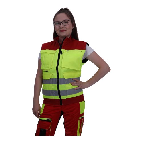 Weste Rettungsdienst leuchtgelb/rot mit Flausch 2XL