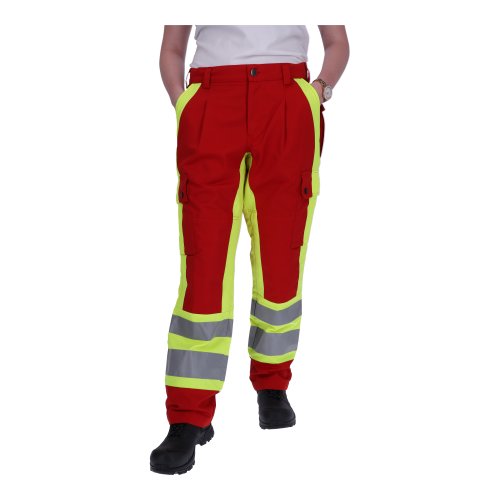 Einsatzhose Rettungsdienst rot/leuchtgelb - Reflex silber (EN 20471) 26