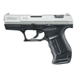 Walther P99 Bicolor 9 mm P.A.K., Schlitten mit Nickel-Finish