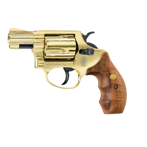 Smith & Wesson Chiefs Special 9 mm R.K., 24 Karat vergoldet, Holzgriffschalen