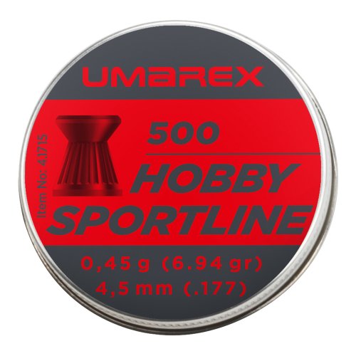 Umarex Hobby Sportline 4,5 mm (.177), Flachkopf geriffelt, 0,45 g, 500 St., Dose