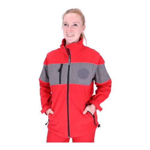 Fleecejacke rot/grau mit Reflexpaspel silber für Schulterklappen S