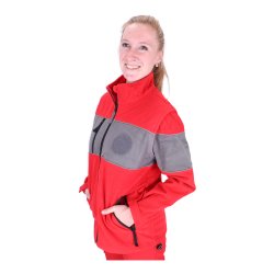 Fleecejacke rot/grau mit Reflexpaspel silber für Schulterklappen S