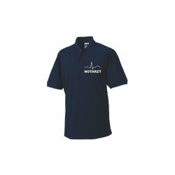 Polo-Shirt Notarzt blau Aufdruckfarbe weiß S
