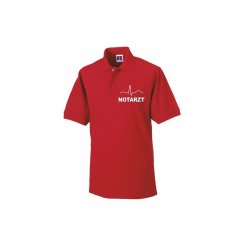 Polo-Shirt Notarzt rot Aufdruckfarbe weiß S