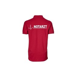 Polo-Shirt Notarzt rot Aufdruckfarbe weiß S