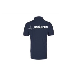 Polo-Shirt Notärztin blau Aufdruckfarbe weiß S