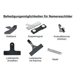 Namensschild mattsilber mit Druck Klettband Aluminium